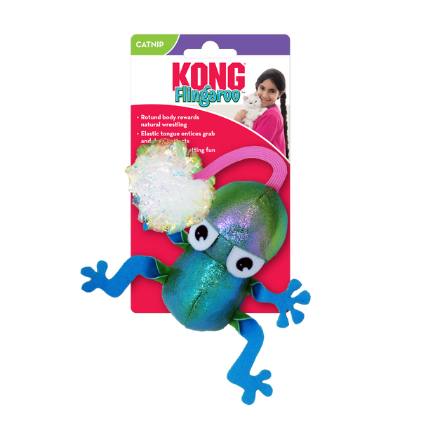 Kong Flingaroo Frog Toy for Cats (Blue)