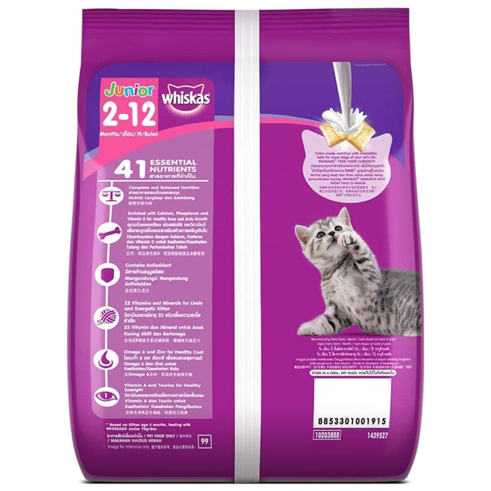 Whiskas Tuna in Jelly Kitten Wet Food and Mackerel Flavour Kitten (2 to 12 months) Dry Food Combo