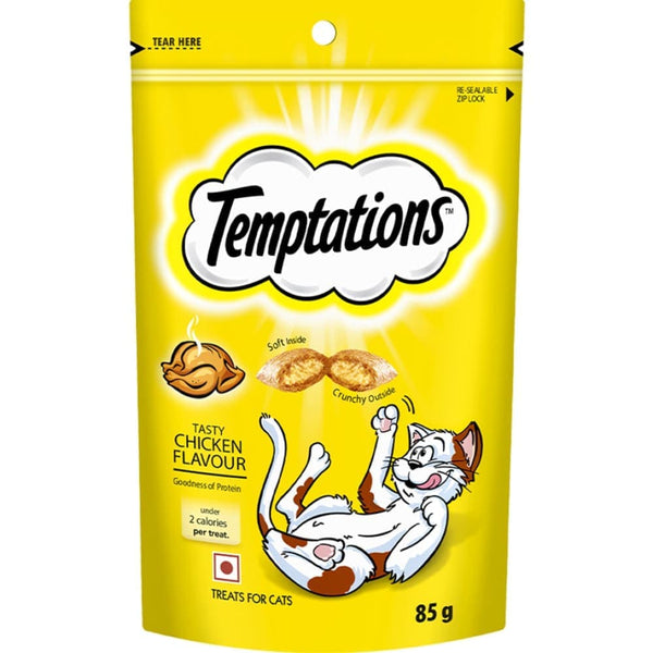 Temptations Seafood Medley Flavour, Tasty Chicken Flavour and Creamy Purrrr ee Chicken & Tuna Cat Treats Combo