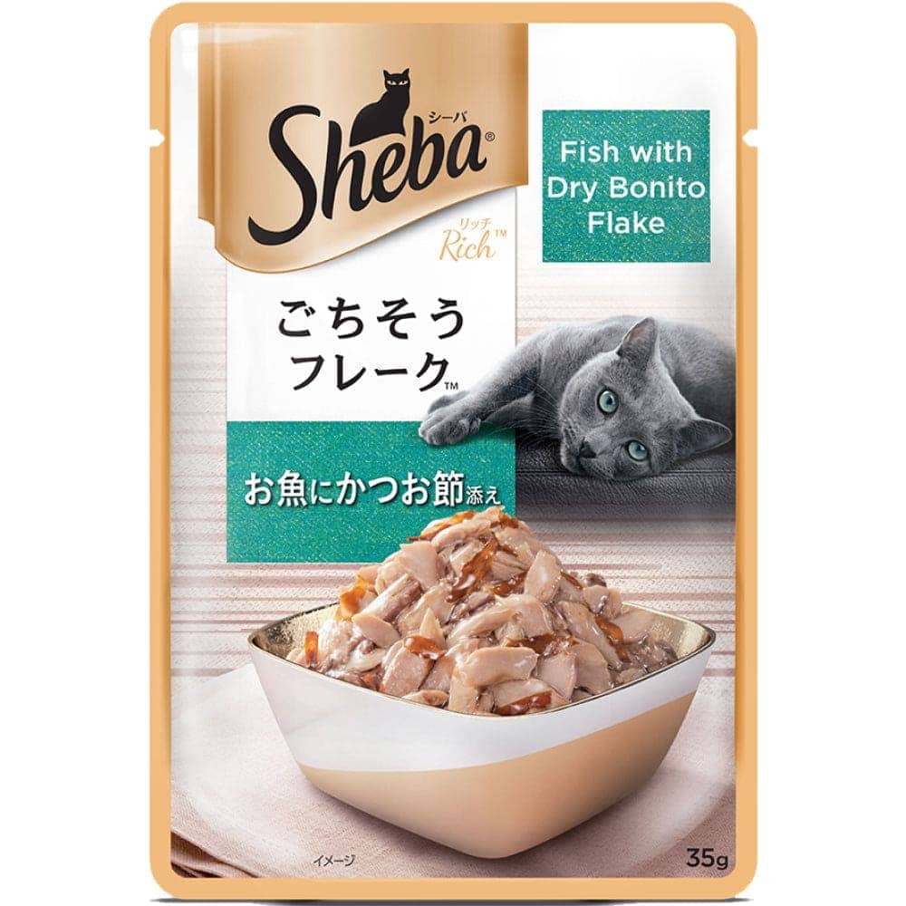 Sheba Fish with Dry Bonito Flake Premium Cat Wet Food and Chicken Flavour Irresistible All Life Stage Cat Dry Food Combo Exclusive Combo Sheba