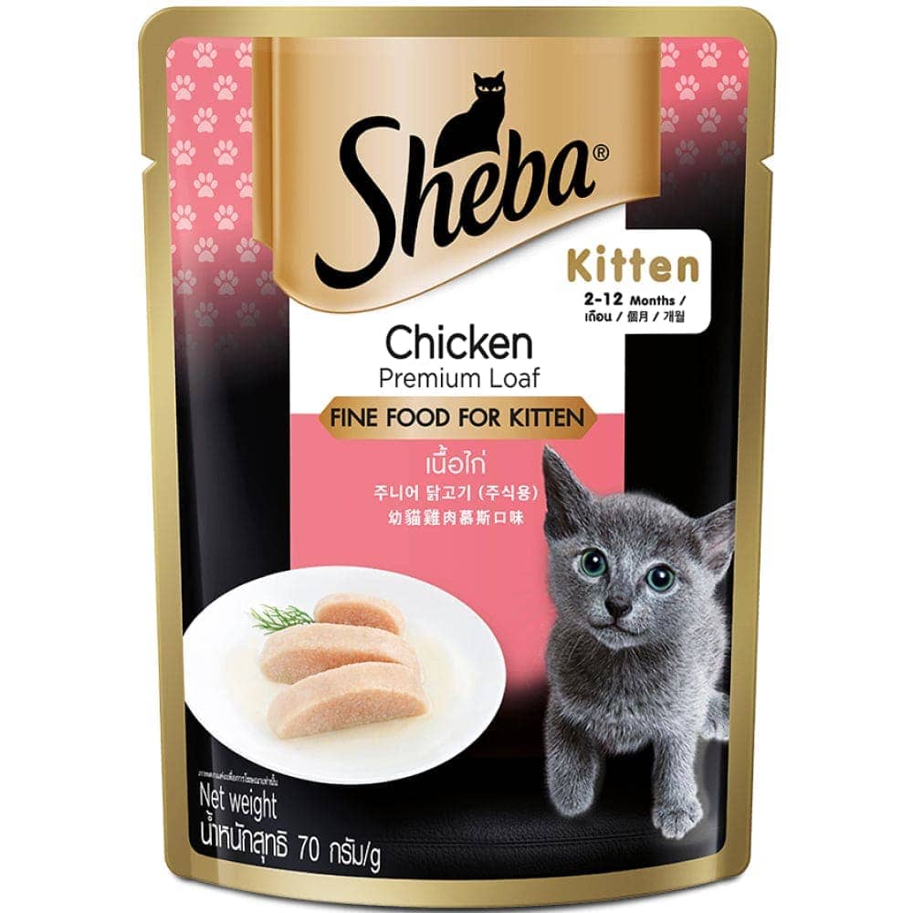 Sheba Chicken Loaf Premium Kitten (2 to 12 Months) Wet Food and Chicken All Life Stage Cat Dry Food Combo