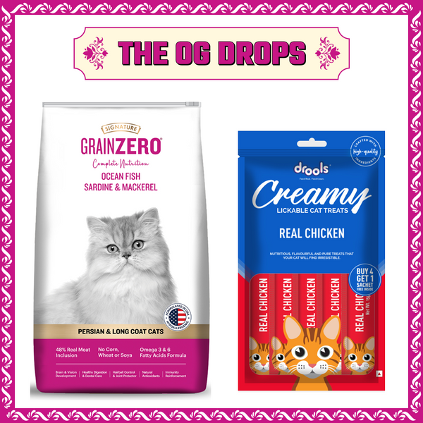 Signature Grain Zero Ocean Fish, Sardine and Mackerel Long Coat & Persian Adult Cat Dry Food