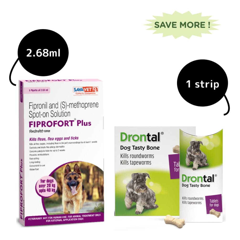 Dewormer and Tick & Flea Control Spot On Combo for Large Dogs (20-40 kg)