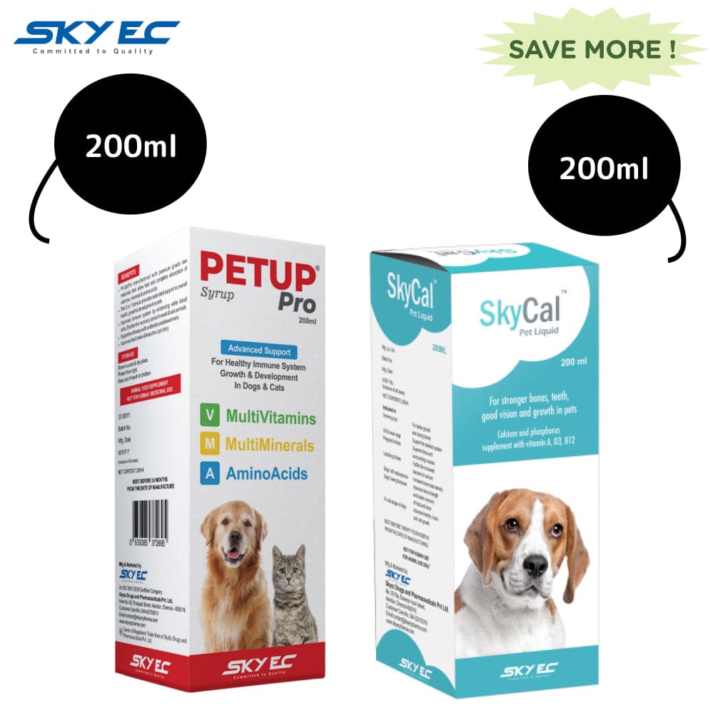 Skyec Calcium & Multivitamin Supplement Combo for Dogs & Cats Both-Pharmacy Skyec Pharmacy 200mL+200mL