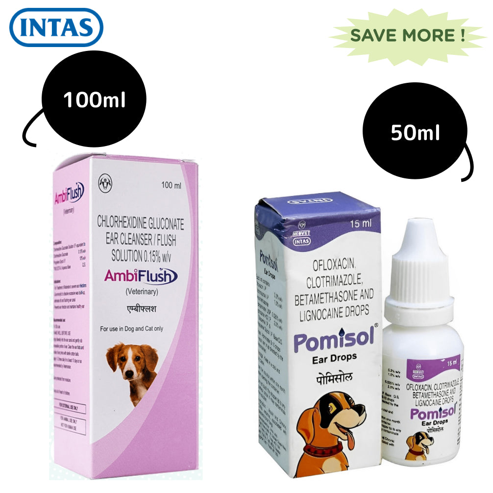 Intas Ambiflush Ear Cleanser (100ml) and Intas Pomisol Ear Drops (15ml) Combo Both-Pharmacy Intas Pharmacy 100mL + 15mL