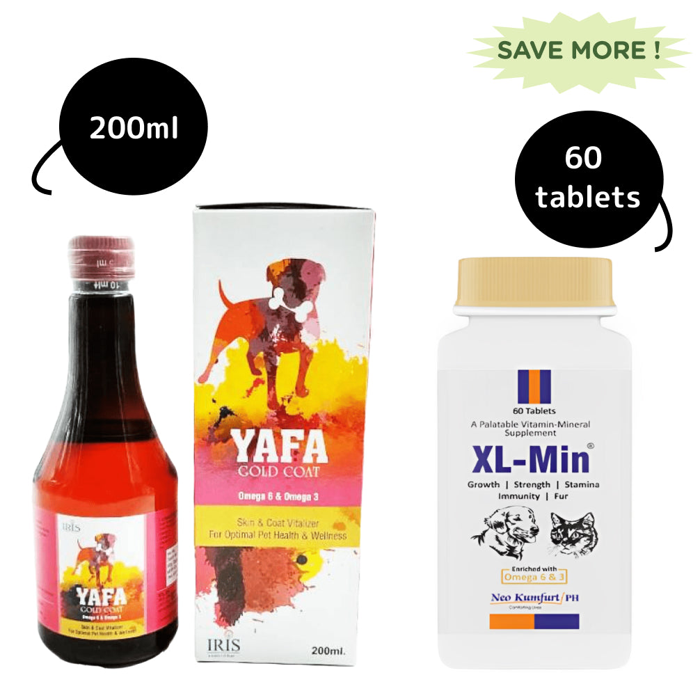 Iris Yafa Gold Coat Syrup (200ml) and Neo Kumfurt XL Min Tablet (60 tablets) Hairfall Remedy Combo Both-Pharmacy Exclusive Combo 200mL + 60 tablets