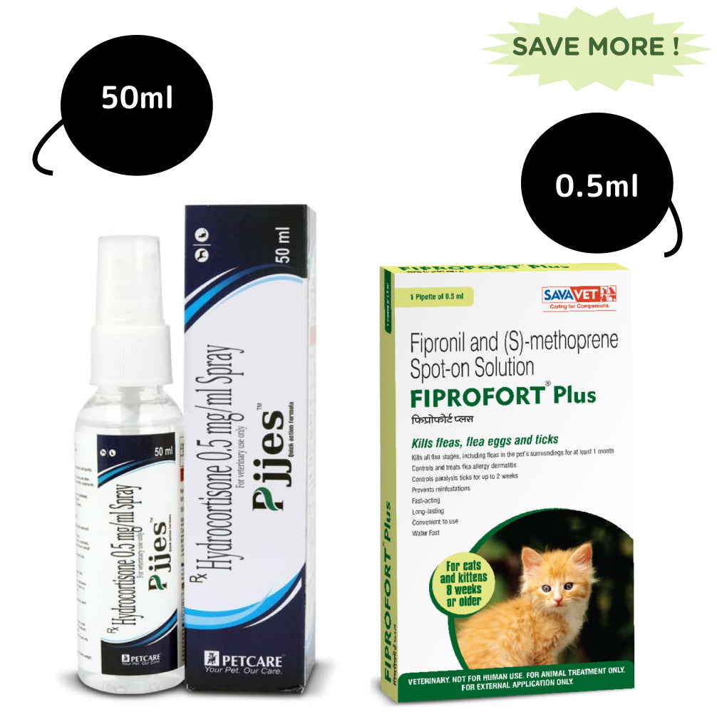 Savavet Fiprofort Plus Cat Tick & Flea Control Spot On and Petcare Pjjes Spray Combo