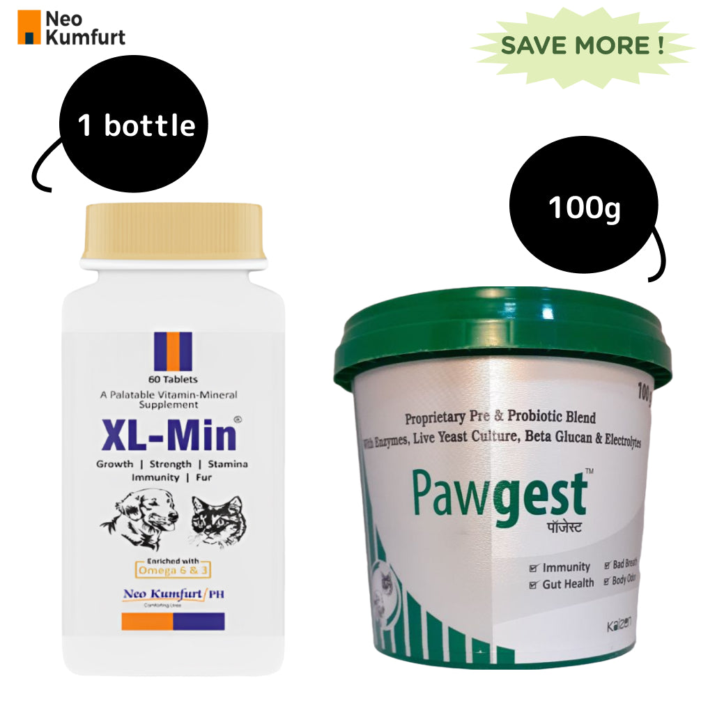 Neo Kumfurt XL Min Tablet and Pawgest Powder (100g) for Dogs and Cats Combo