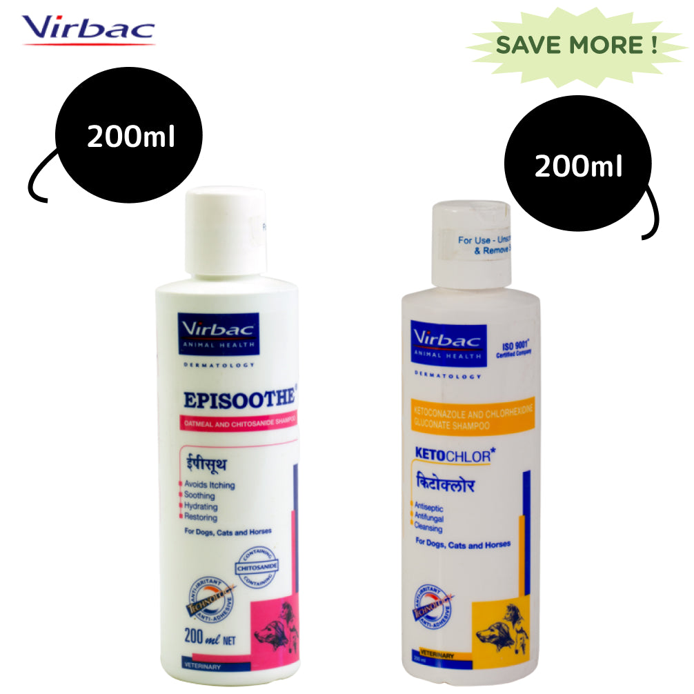 Virbac Episoothe Oatmeal Shampoo (200ml) and Ketochlor Shampoo (200ml) Combo Both-Pharmacy Virbac Pharmacy 200ml+200ml