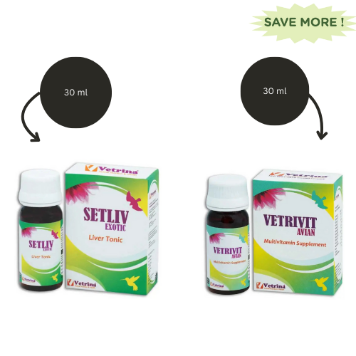 Vetrina Setliv Exotic Drop (30ml) And Vetrivit Avian Multivitamin Supplements for Birds (30ml) Combo Both-Pharmacy Exclusive Combo 30ml + 30ml