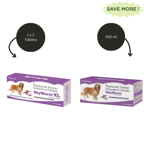 Skyec Skyworm XL Dog Deworming Tablet (Pack of 2) And Skyworm Dog Deworming Tablet (Pack of 10) Combo Dogs-Pharmacy Skyec Pharmacy 1 Strip (2 tablets) + 1 Strip (10 tablets)