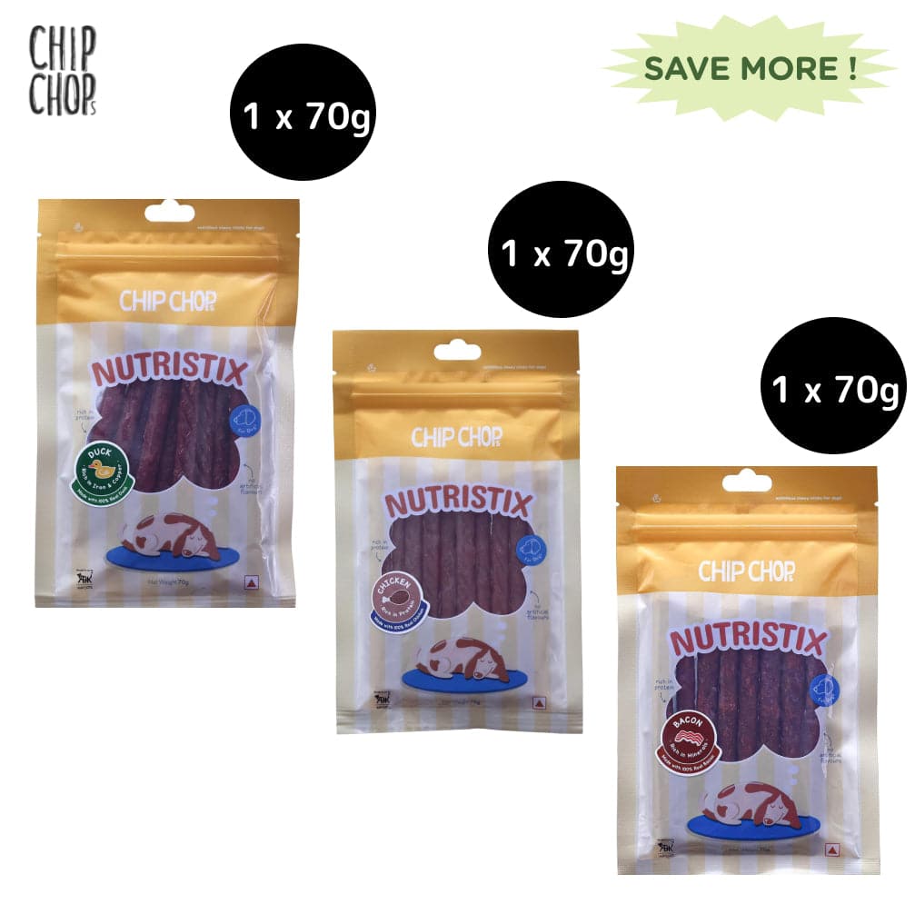 Chip Chops Bacon, Chicken and Duck Nutristix Dog Treats Combo (3 x 70g)