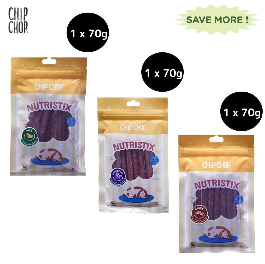 Chip Chops Duck, Blueberry and Bacon Nutristix Dog Treats Combo (3 x 70g)