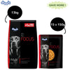Drools Focus Super Premium Adult Dry Dog Food and Real Chicken & Chicken Liver Chunks in Gravy Adult Dog Wet Food Combo Exclusive Combo Drools Focus 13kg + 15x150g