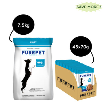 Purepet Chicken & Vegetable Adult Dog Dry and Wet Food Combo