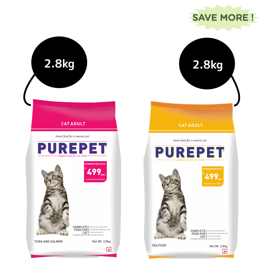 Purepet Tuna & Salmon and Seafood Adult Cat Dry Food Combo