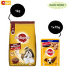 Pedigree Lamb & Veg Flavour Adult Small Dog Dry and Chicken and Liver Chunks in Gravy Adult Wet Dog Food Combo Exclusive Combo Pedigree 1kg+70g