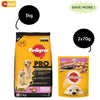 Pedigree PRO Expert Nutrition Lactating/Pregnant Mother & Puppy Starter Large Breed Dog Dry and Chicken Chunks in Gravy Puppy Wet Food Combo Exclusive Combo Pedigree PRO 3kg + 2x70g