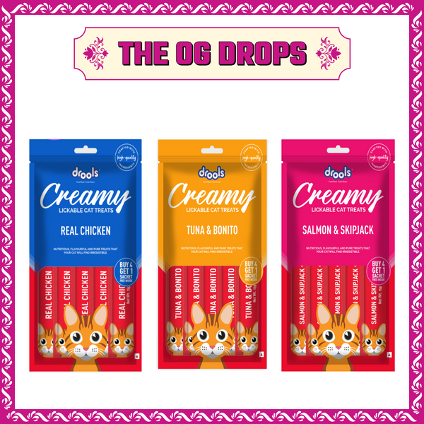 Drools Tuna & Bunito , Salmon & Skipjack and Real Chicken Creamy Cat Treats Combo