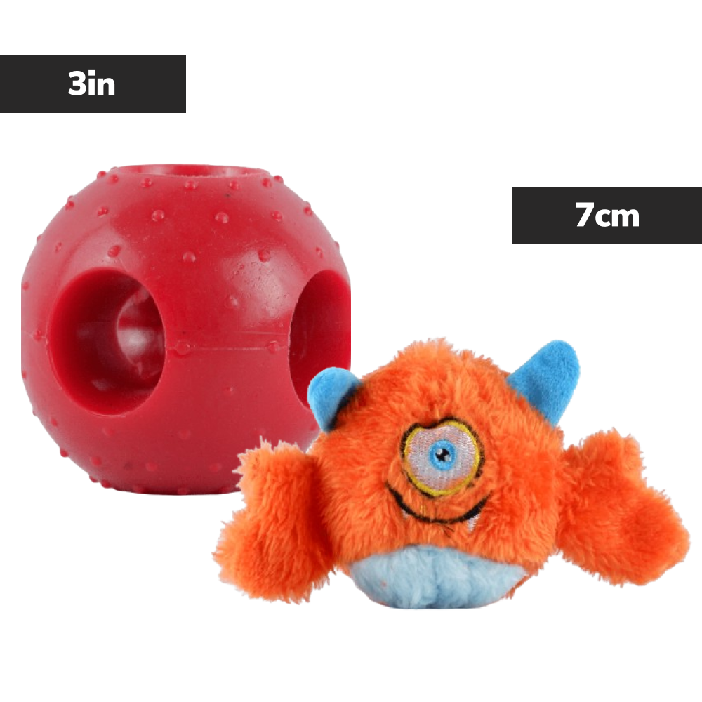 Basil Plush Monster Ball with Squeaker & Drools Rubber Hole Ball Teething Toy Dog Combo Exclusive Combo Exclusive Combo 7cm+3in