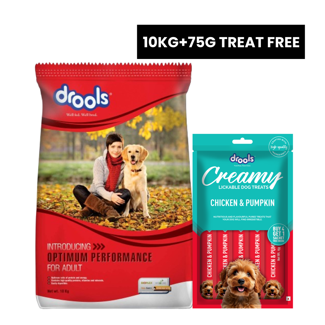 Drools Optimum Performance Adult Dog Dry Food Dogs- Dry Food Drools 10kg+75g Treat Free