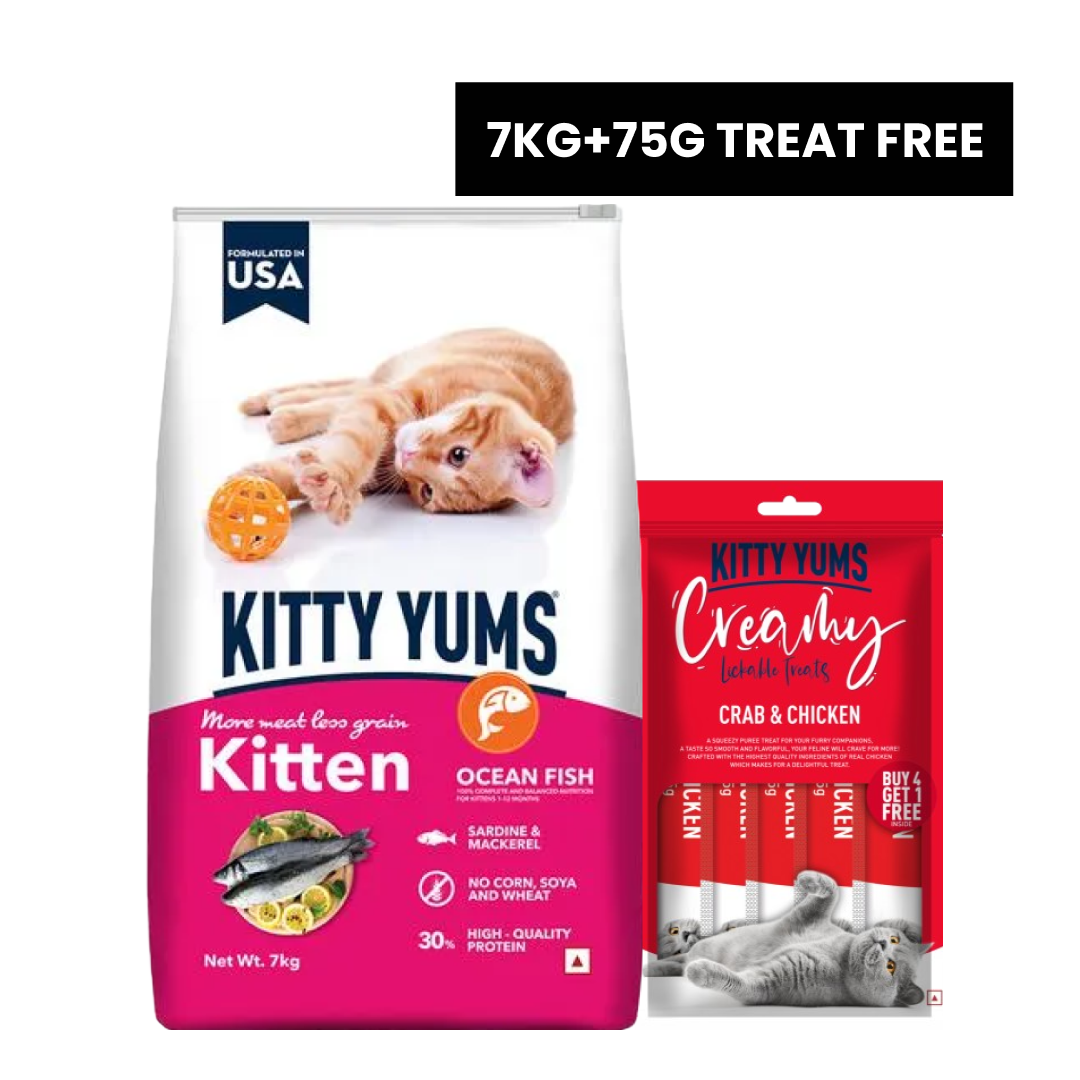 Kitty Yums Ocean Fish Kitten (1 to 12 Months) Cat Dry Food Cats- Dry food Kitty Yums 7kg+75g Treat Free