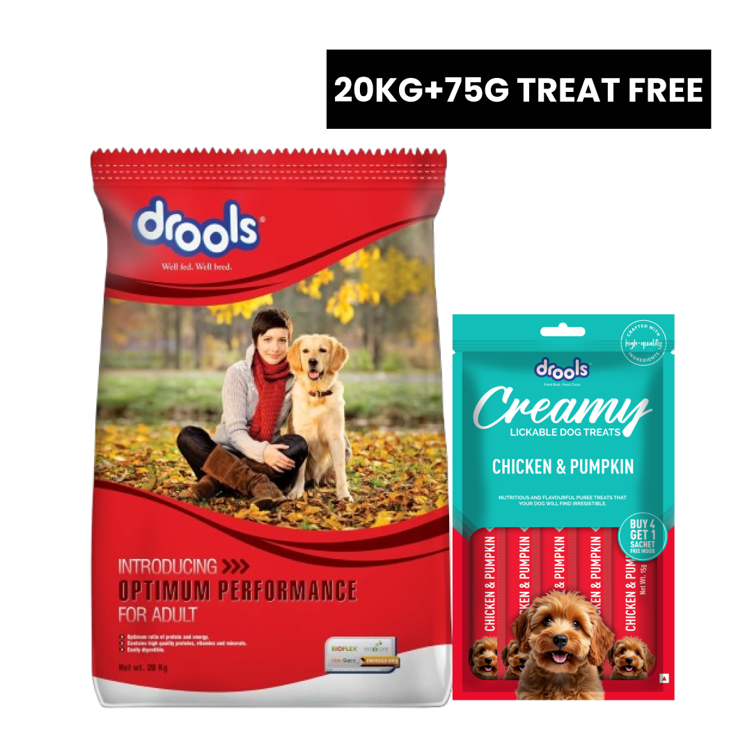 Drools Optimum Performance Adult Dog Dry Food Dogs- Dry Food Drools 20kg+75g Treat Free