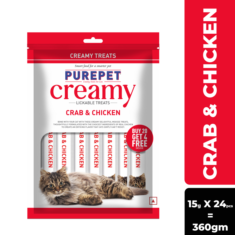 Purepet Crab and Chicken Lickable Creamy Treats for Cats Cats-Treats & Others Purepet 24x15g(24pcs)