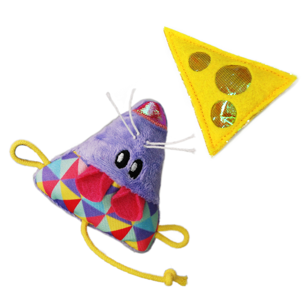 Kong Crackles & Cheez Mouse Toy for Cats (Purple & Yellow)
