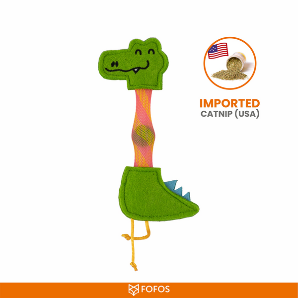 Barkbutler x Fofos Crocodile Flick Tube Catnip Toy for Cats