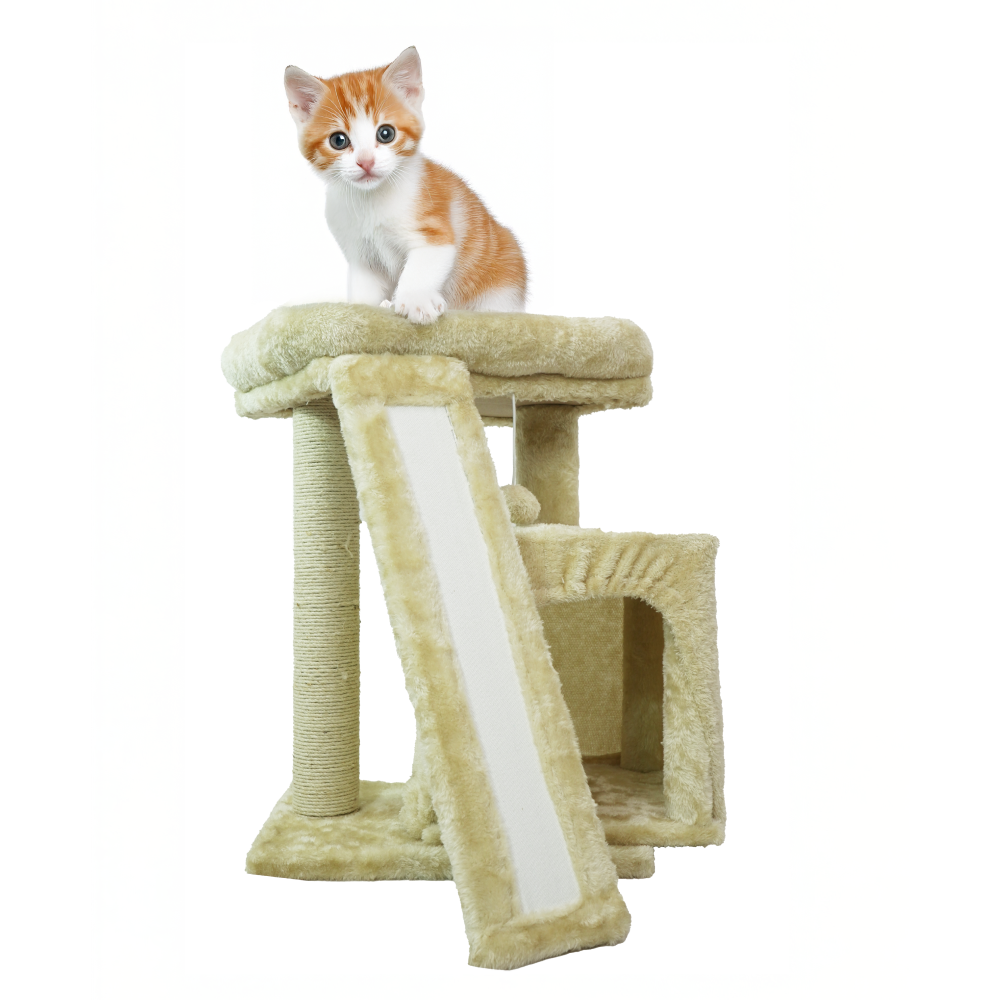 Skatrs Cat Tree Indoor Climbing Activity Tower with Scratching Posts for Cats (Beige) Cats-Toys Skatrs 3.5ft