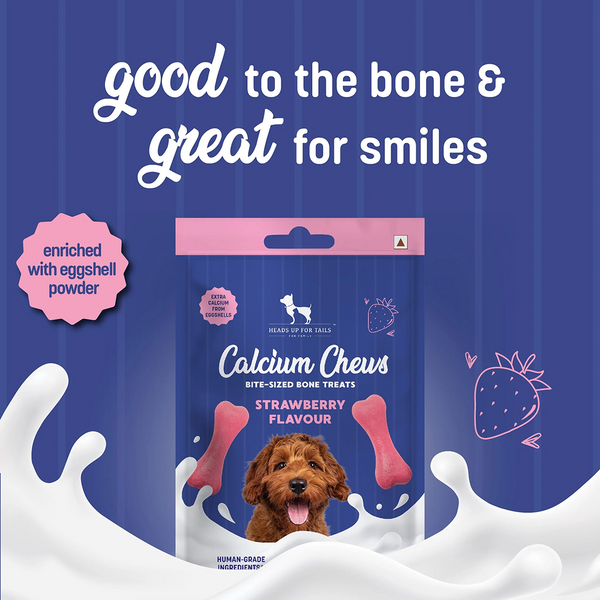 HUFT Gluten Free Bite Sized Calcium Strawberry Bone Chew Dog Treats