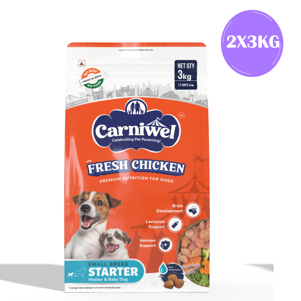 Carniwel Fresh Chicken Kibble Starter For Small Breed Mother & Baby Dog Dry Food Dogs- Dry Food Carniwel 2x3kg