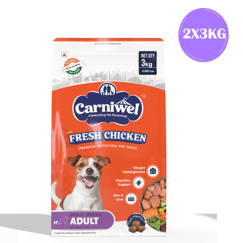 Carniwel Fresh Chicken Kibble Small Breed Adult Dog Dry Food Dogs- Dry Food Carniwel 2x3kg