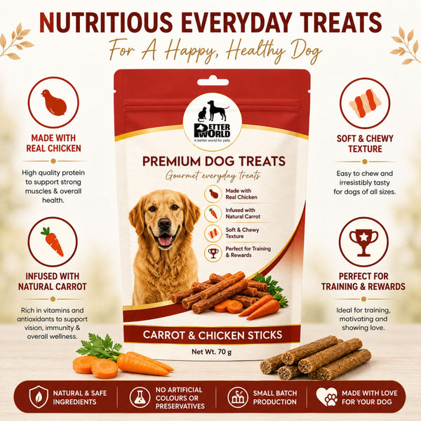 Petter World Carrot & Chicken Sticks Soft Gourmet Chicken Dog Treats