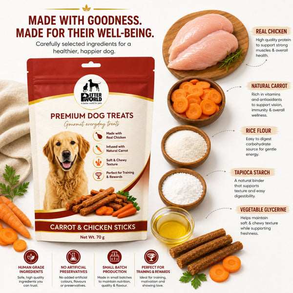 Petter World Carrot & Chicken Sticks Soft Gourmet Chicken Dog Treats
