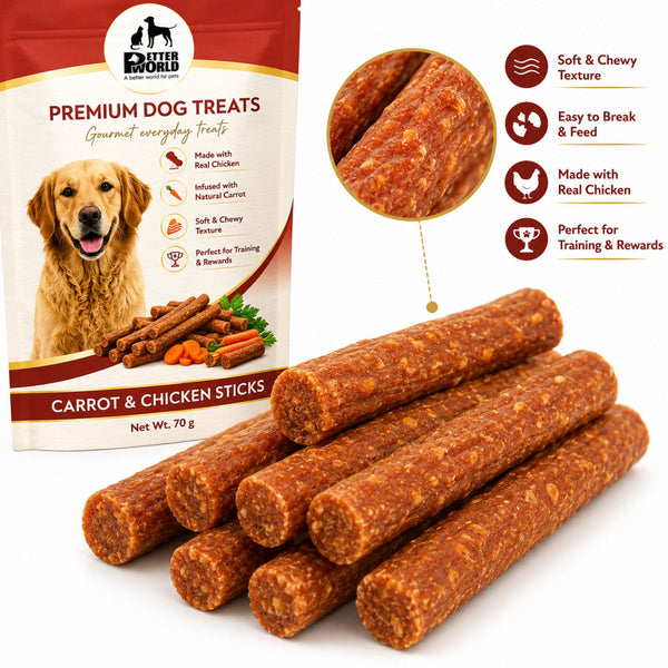 Petter World Carrot & Chicken Sticks Soft Gourmet Chicken Dog Treats