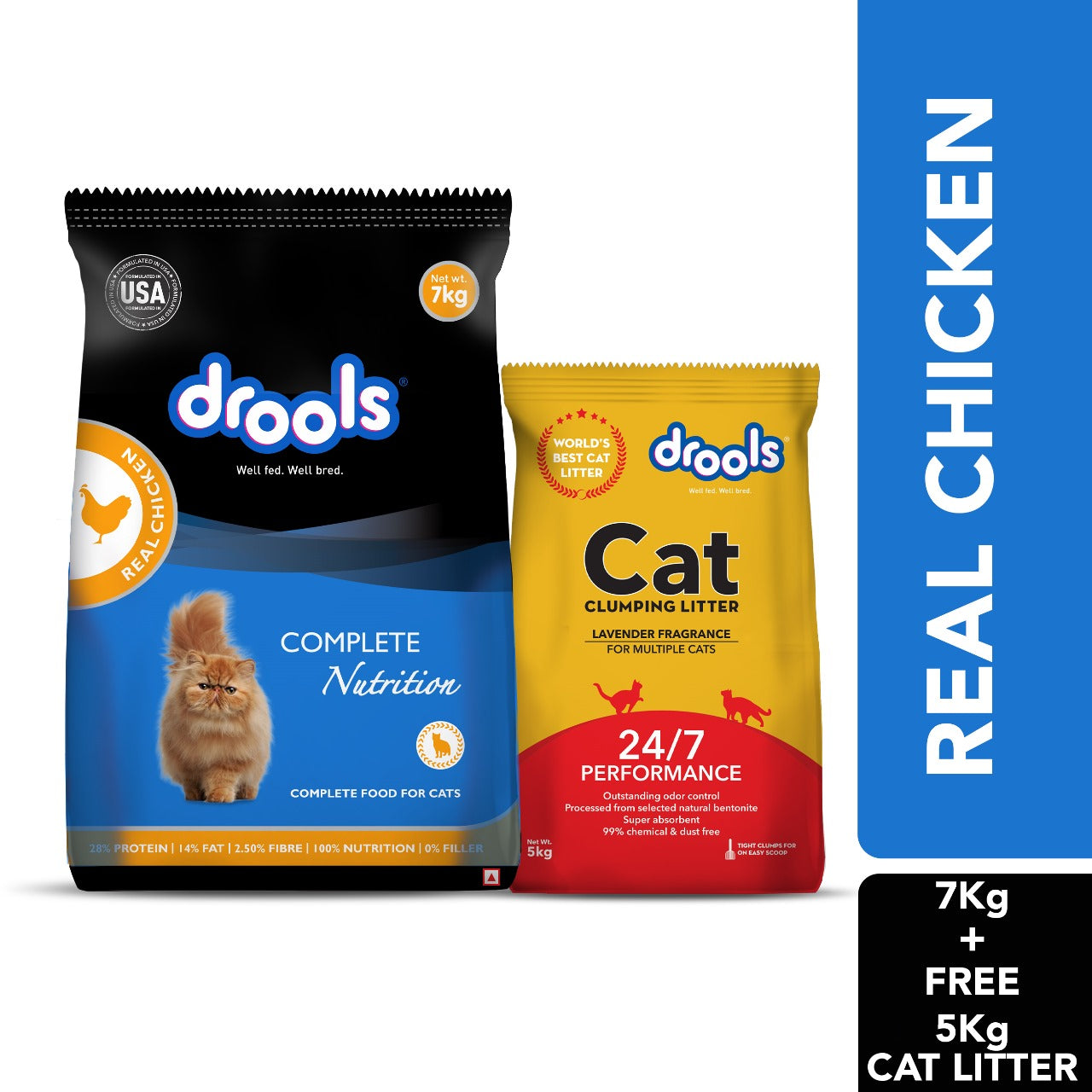 Drools Tuna & Salmon Adult Dry Cat Food Cats- Dry food Drools 7kg+5kg Litter Free