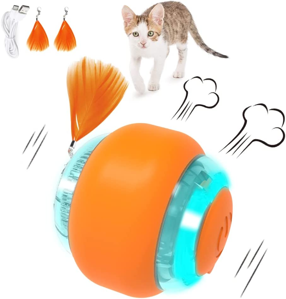 Goofy Tails Smart Interactive Ball Toy for Cats (Orange)