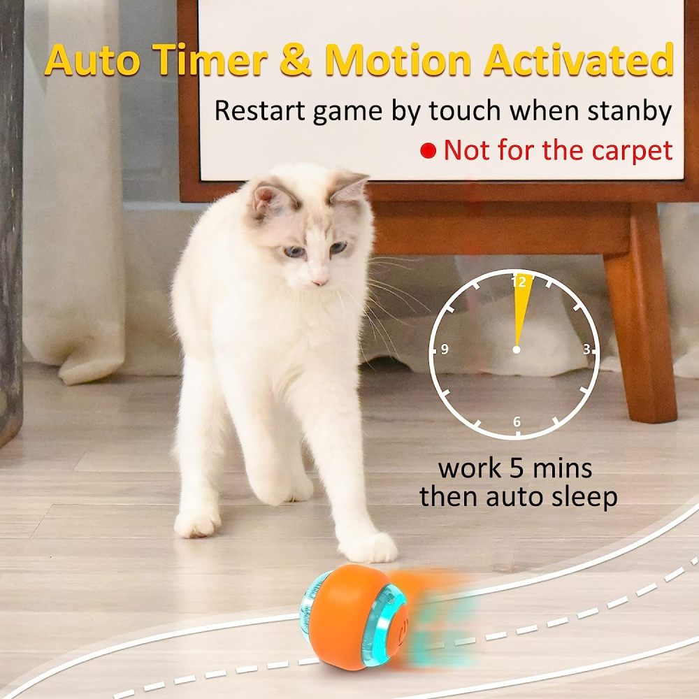 Goofy Tails Smart Interactive Ball Toy for Cats (Orange)