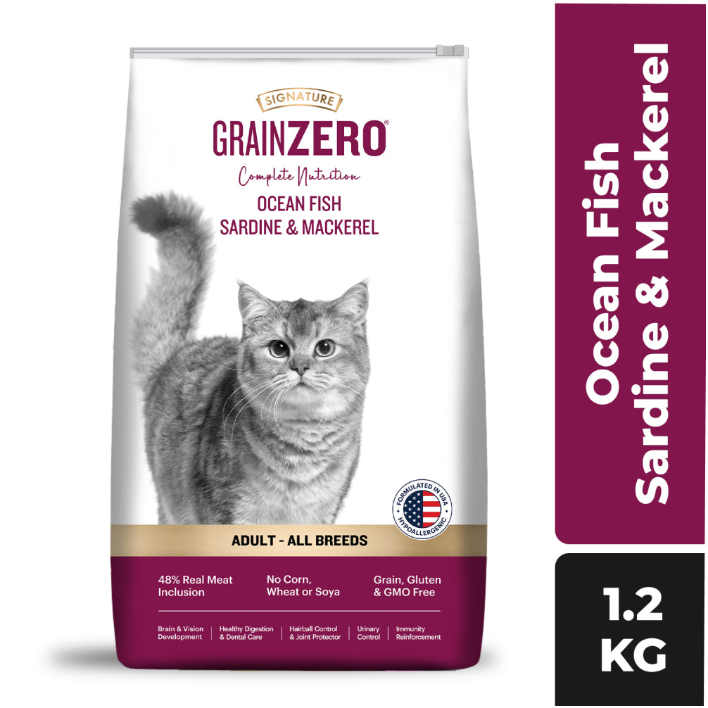 Signature Grain Zero Ocean Fish, Sardine and Mackerel Adult Cat Dry Food