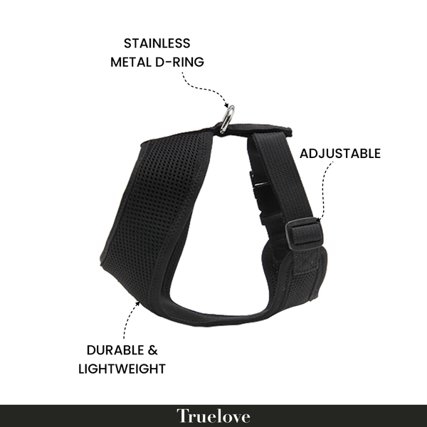 Truelove Harness for Cats and Small Dogs (Black)