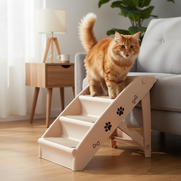 Skatrs 4 Step Easy Access Pet Stairs for Dogs & Cats