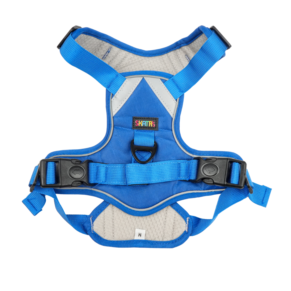 Skatrs Fully Padded Comfort Electric Reflective Harness for Dogs & Cats (Blue) Both-Collar, Leashes, harnesses Skatrs