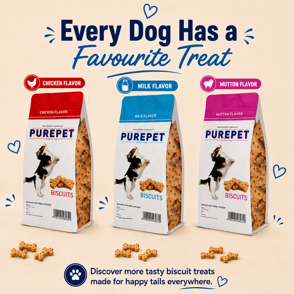 Purepet Milk Flavour Real Chicken Biscuit Dog Treats Pouch