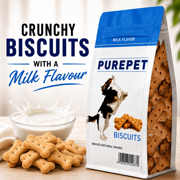 Purepet Milk Flavour Real Chicken Biscuit Dog Treats Pouch