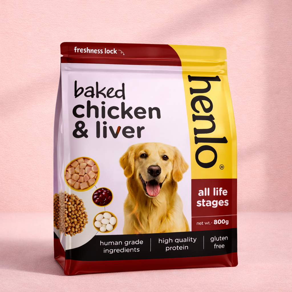 Henlo Baked Chicken & Liver Adult and Puppy Dog Dry Food | 100% human grade ingredients