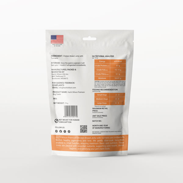 Hachi Wilson Premium Chicken Breast with Turmeric Jerky Dog Treat