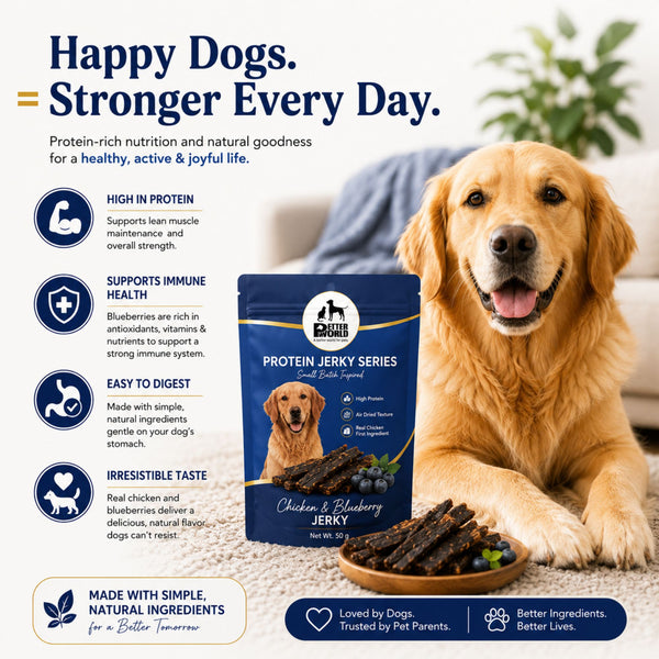 Petter World Chicken & Blueberry Jerky Premium Protein Dog Treats