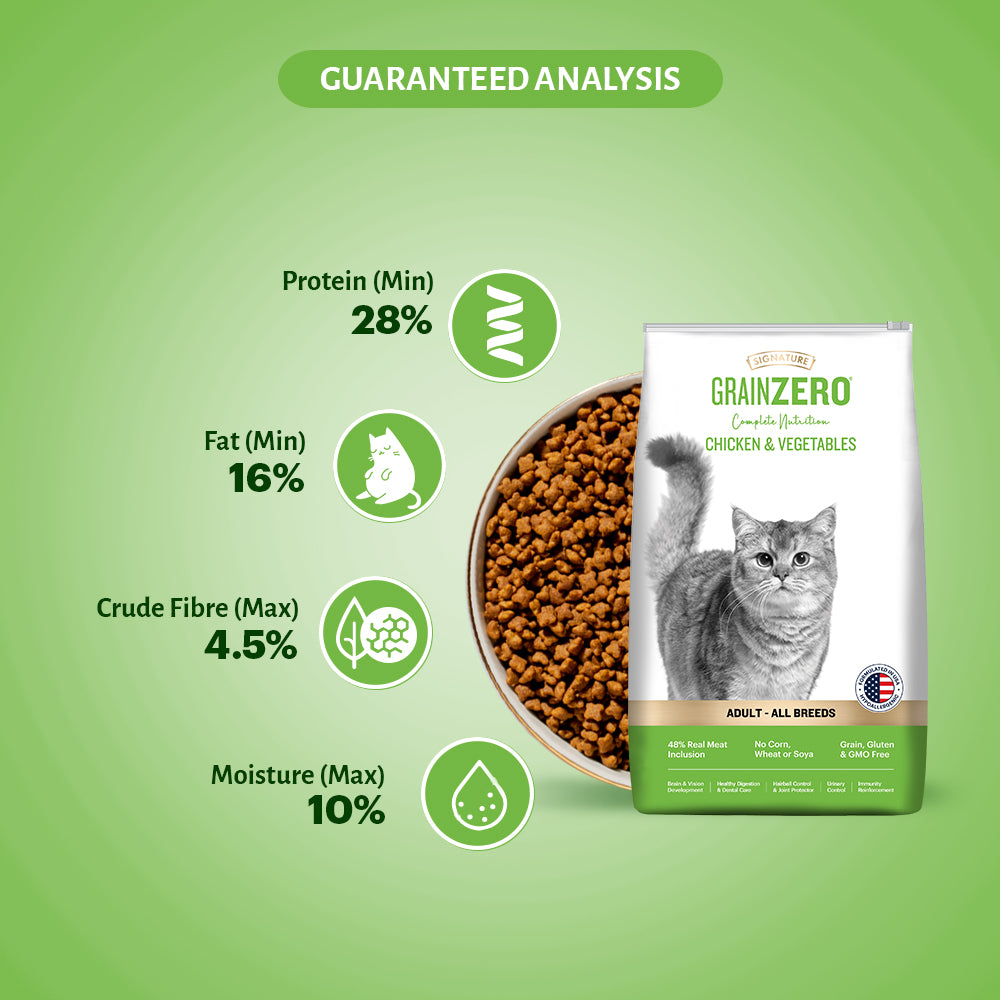 Signature Grain Zero Chicken & Vegetable Adult Cat Dry Food For All Breed Cats- Dry food Signature